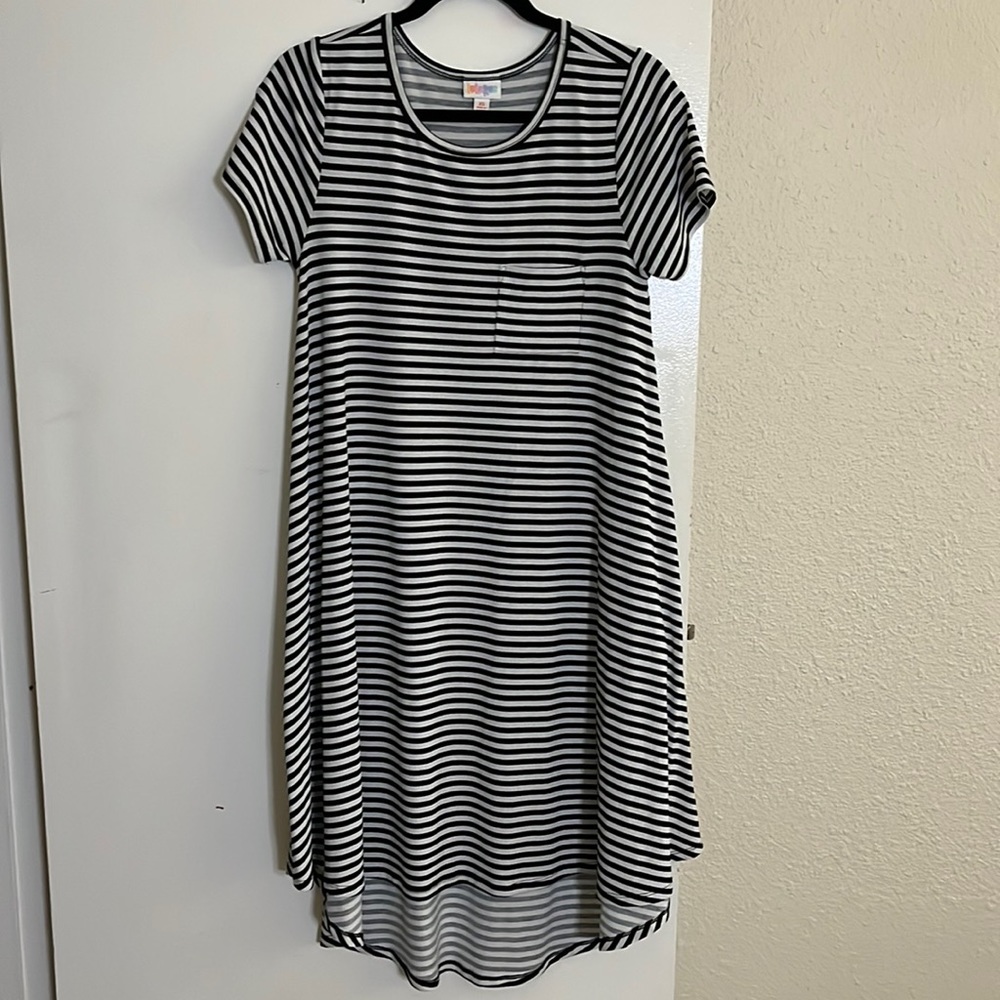 LuLaRoe Black & White Striped Carly Dress